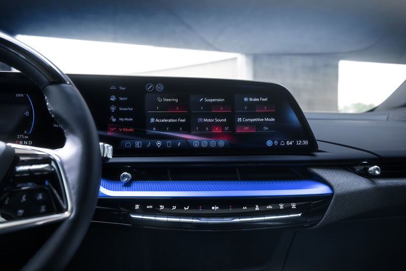 The 2026 OPTIQ-V Display Screen Displaying the V-Mode Settings | Alfred Matthews Cadillac in Modesto CA